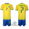 Officiële Voetbalshirt + Korte Broek Brazilië Lucas Paqueta 7 Thuis WK 2022 - Kids